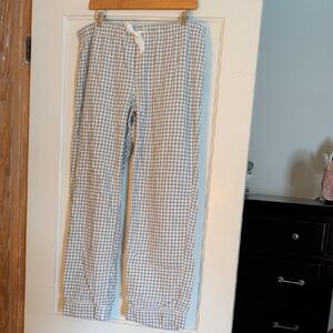 J. Crew Light Gray Gingham Elastic Waist With Drawstring PJ Pants L, Sz XL